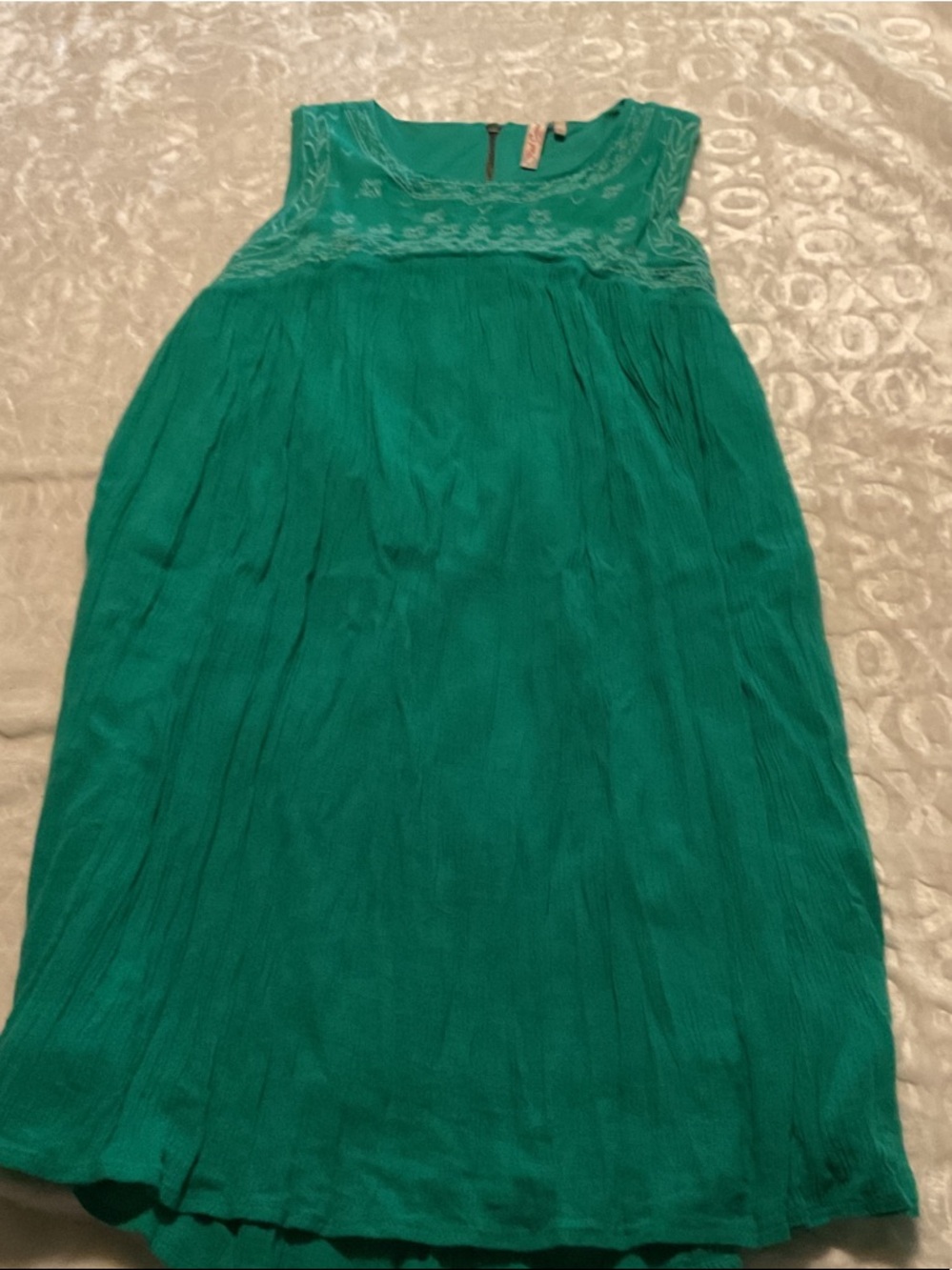 Red Camel Teal Sleeveless Lace Yoke Girls' Dress